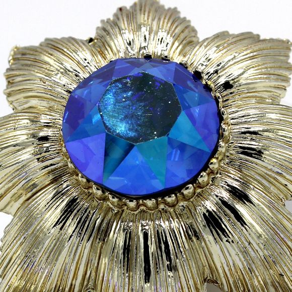 Vintage 1940s Garne Aurora Borealis Blue Swarovski Brooch Earring Jewelry Set - Picture 4 of 11